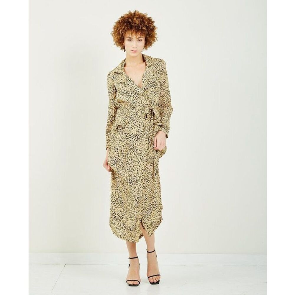Mes Demoiselles Rosita Printed Coat Dress in Tan Panther Size 36 US 4-6 - Picture 3 of 12
